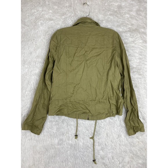 AJ Adrea Jovine Women's Green Linen Snapped Button Zip Up Jacket Size S NWT - Picture 9 of 11
